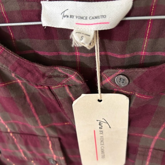 NWT- Two by Vince Camuto Plaid Long Sleeve Button-Up Shirt Dress - Picture 5 of 10